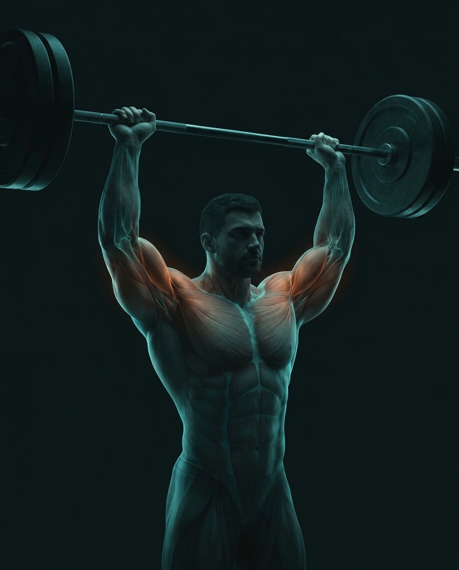 An athlete pressing overhead