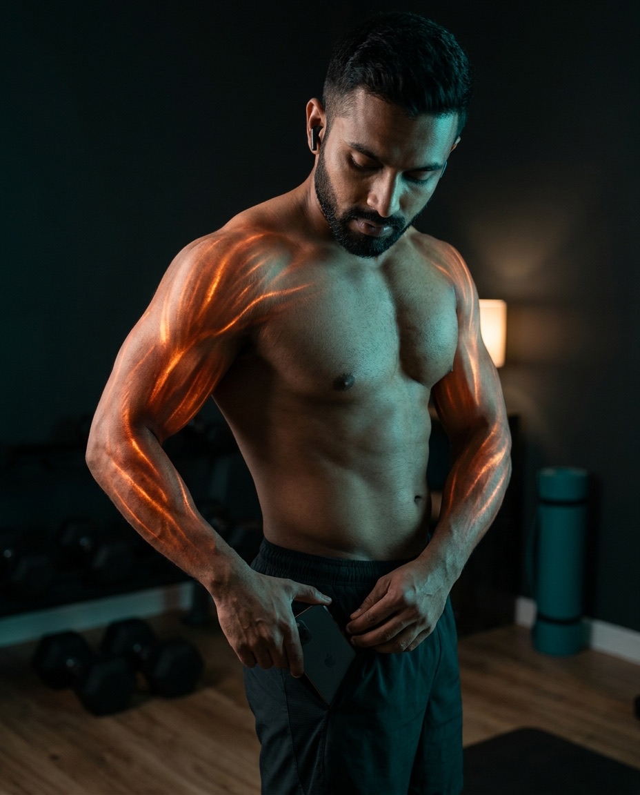 An athlete slipping his phone into his pocket — where it stays