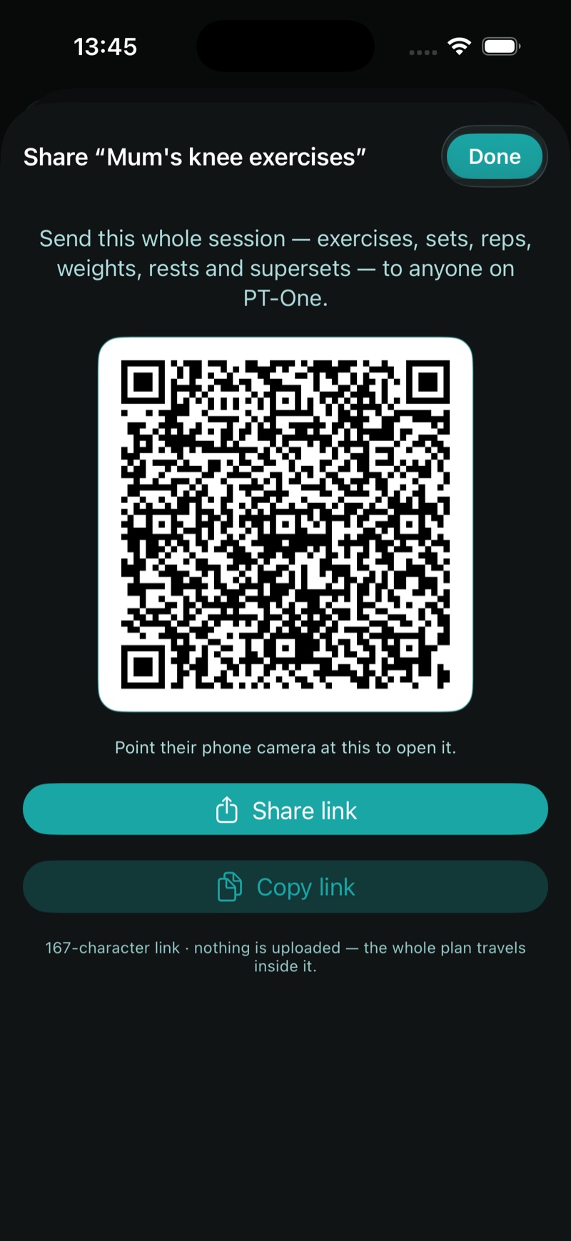 Sharing a session as a QR code