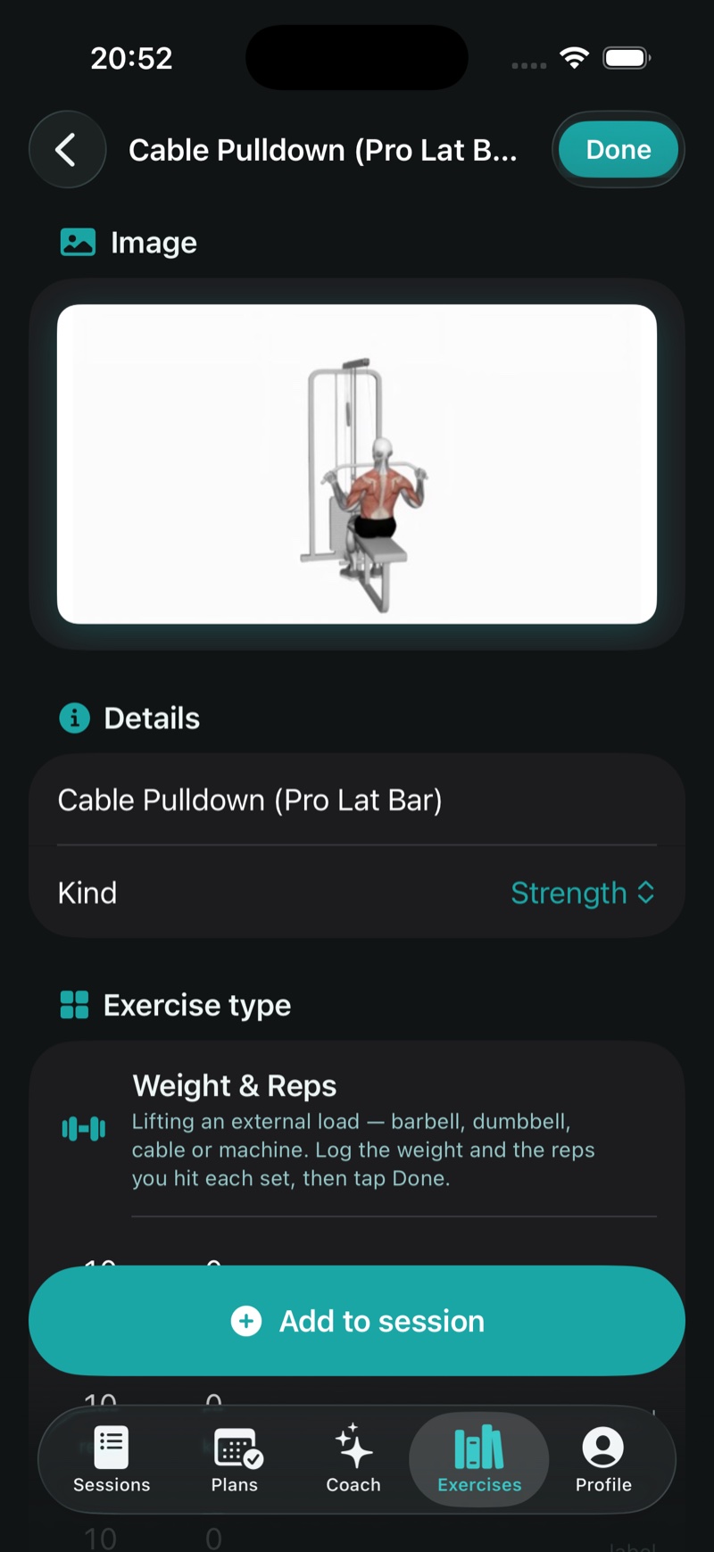 The lat pulldown's full detail — same muscles, full instruction