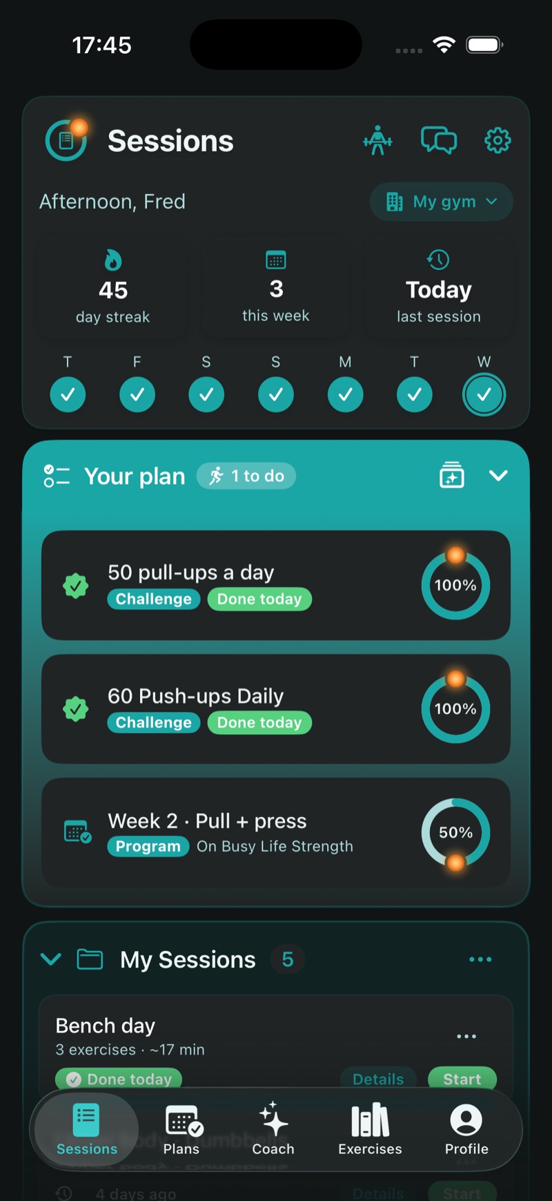 A program week with the numbers set
